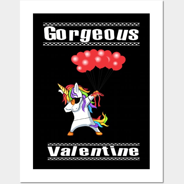 Gorgeous Dabbing Unicorn Valentines Day Gift For Men Women Kids Wall Art by familycuteycom